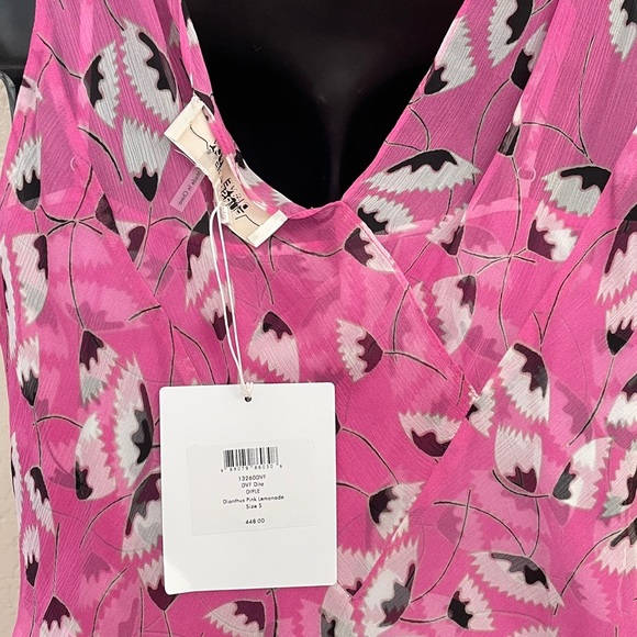 NWT Diane Von Furstenberg Dita Silk Dress in Dianthus Pink Lemonade, Small. - Picture 8 of 9